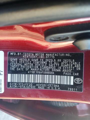 Photo 11 VIN: 4T1BF1FK4FU988094 - TOYOTA CAMRY LE 