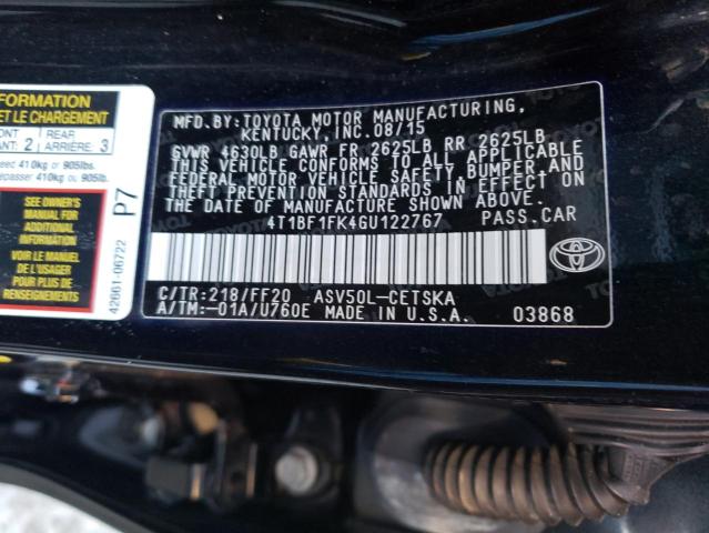 Photo 9 VIN: 4T1BF1FK4GU122767 - TOYOTA CAMRY LE 