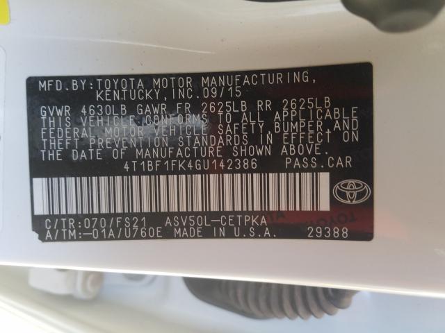 Photo 9 VIN: 4T1BF1FK4GU142386 - TOYOTA CAMRY LE 