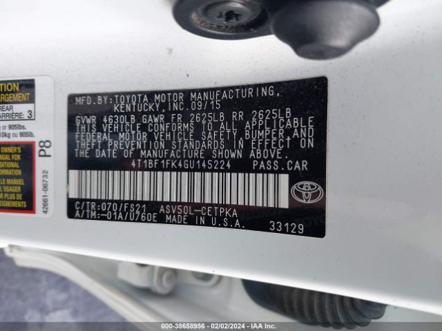 Photo 8 VIN: 4T1BF1FK4GU145224 - TOYOTA CAMRY 