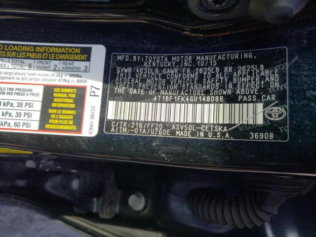 Photo 9 VIN: 4T1BF1FK4GU148088 - TOYOTA CAMRY LE 