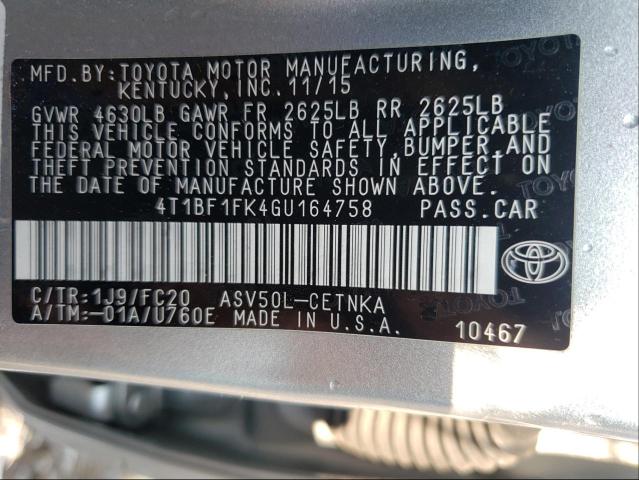 Photo 9 VIN: 4T1BF1FK4GU164758 - TOYOTA CAMRY LE 