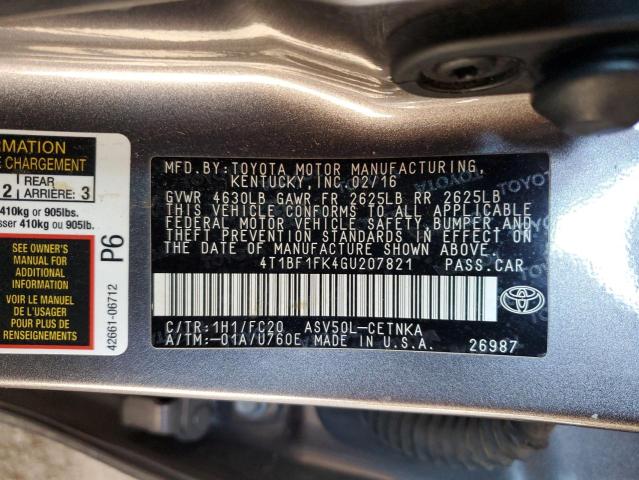 Photo 11 VIN: 4T1BF1FK4GU207821 - TOYOTA CAMRY 