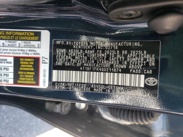 Photo 9 VIN: 4T1BF1FK4GU211674 - TOYOTA CAMRY 