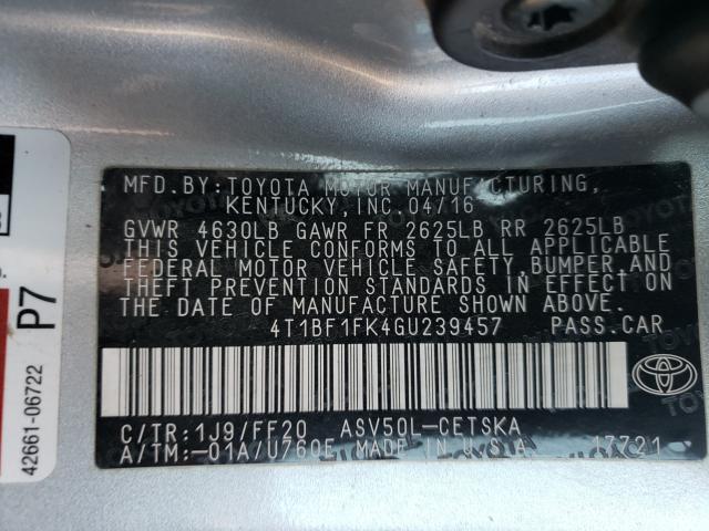 Photo 9 VIN: 4T1BF1FK4GU239457 - TOYOTA CAMRY LE 