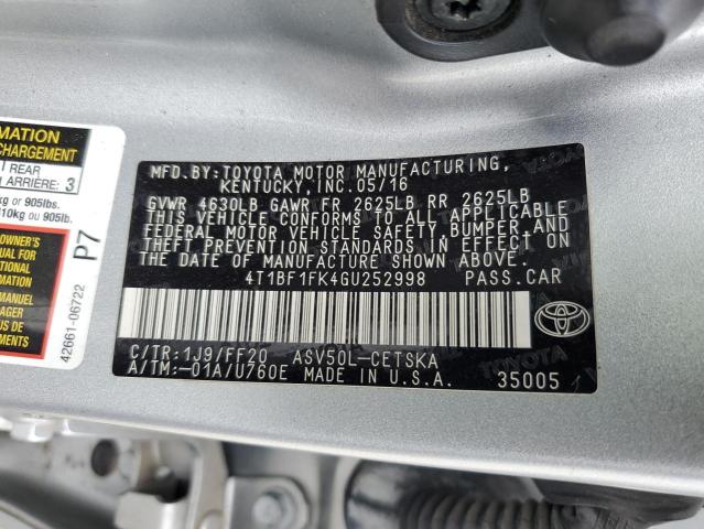 Photo 11 VIN: 4T1BF1FK4GU252998 - TOYOTA CAMRY 