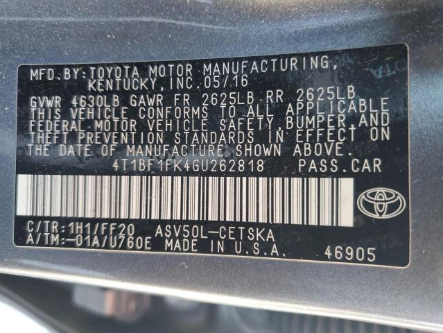 Photo 11 VIN: 4T1BF1FK4GU262818 - TOYOTA CAMRY LE 