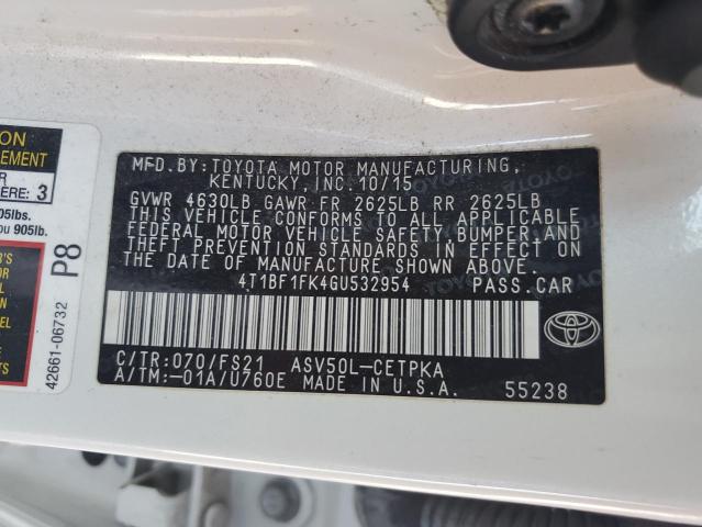 Photo 12 VIN: 4T1BF1FK4GU532954 - TOYOTA CAMRY 