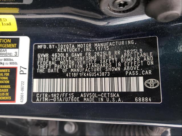 Photo 9 VIN: 4T1BF1FK4GU543873 - TOYOTA CAMRY LE 