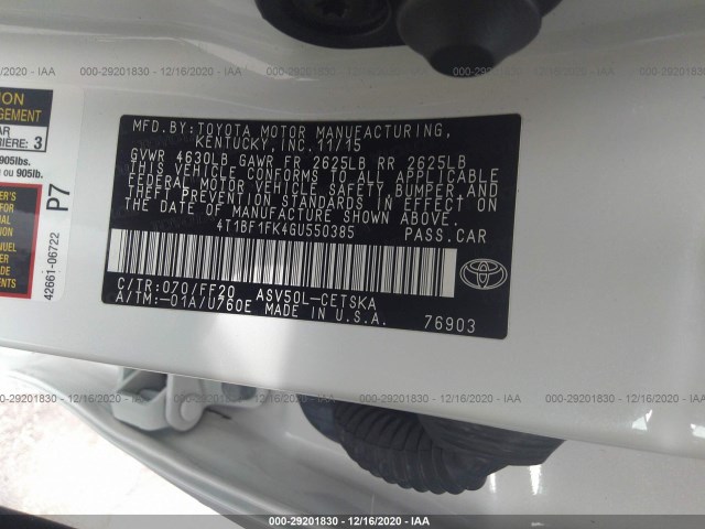 Photo 8 VIN: 4T1BF1FK4GU550385 - TOYOTA CAMRY 