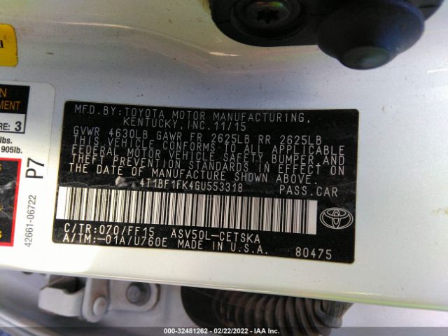 Photo 8 VIN: 4T1BF1FK4GU553318 - TOYOTA CAMRY 