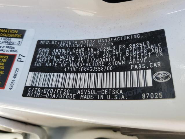 Photo 9 VIN: 4T1BF1FK4GU558700 - TOYOTA CAMRY LE 