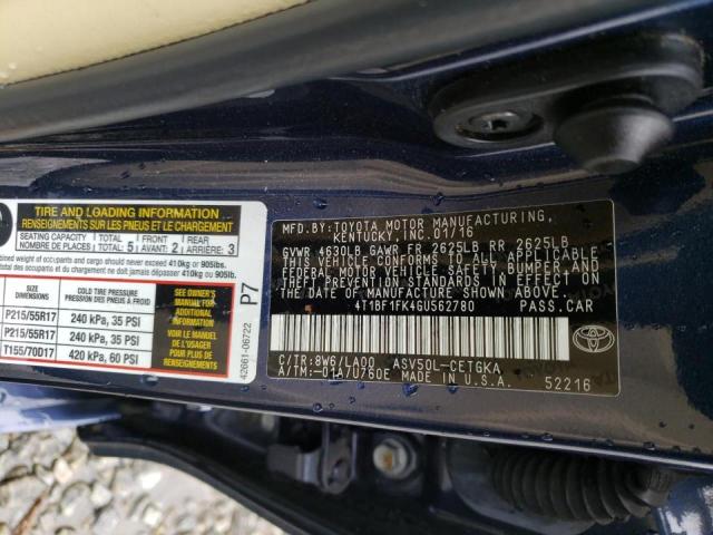 Photo 11 VIN: 4T1BF1FK4GU562780 - TOYOTA CAMRY LE 