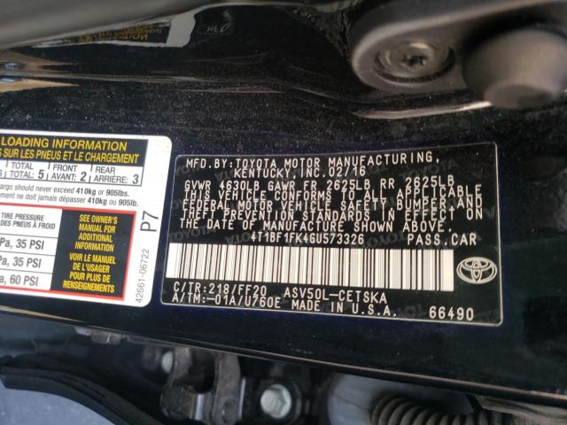 Photo 9 VIN: 4T1BF1FK4GU573326 - TOYOTA CAMRY LE 