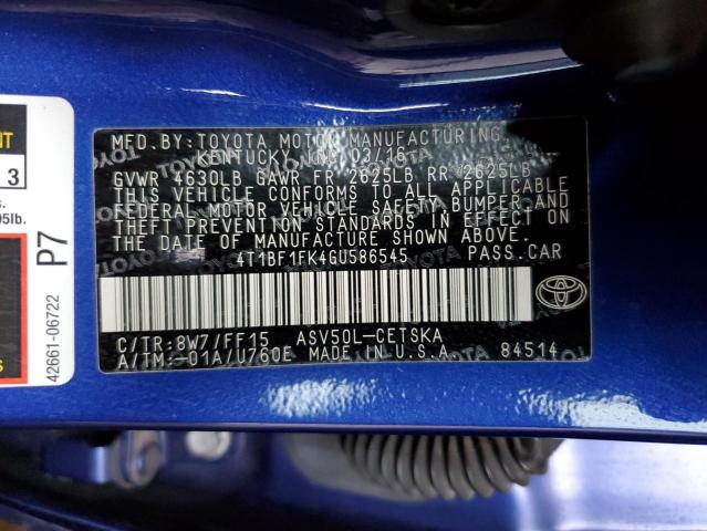 Photo 11 VIN: 4T1BF1FK4GU586545 - TOYOTA CAMRY 