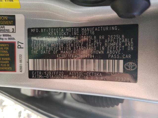 Photo 9 VIN: 4T1BF1FK4GU604784 - TOYOTA CAMRY LE 