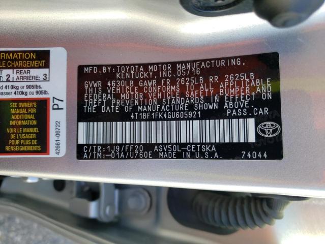 Photo 12 VIN: 4T1BF1FK4GU605921 - TOYOTA CAMRY LE 