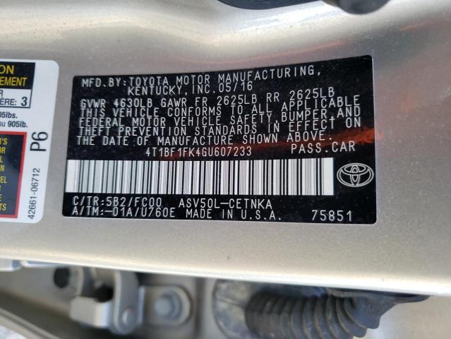 Photo 9 VIN: 4T1BF1FK4GU607233 - TOYOTA CAMRY LE 