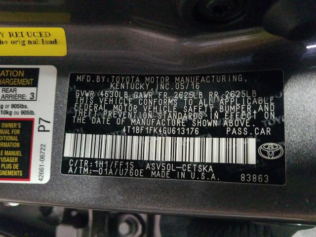 Photo 9 VIN: 4T1BF1FK4GU613176 - TOYOTA CAMRY LE 