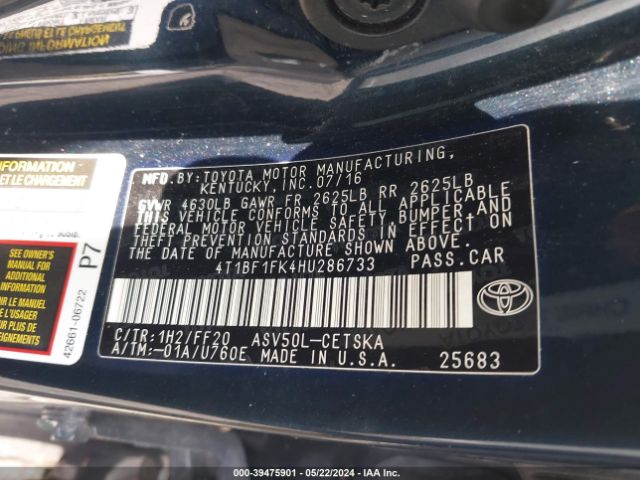 Photo 8 VIN: 4T1BF1FK4HU286733 - TOYOTA CAMRY 