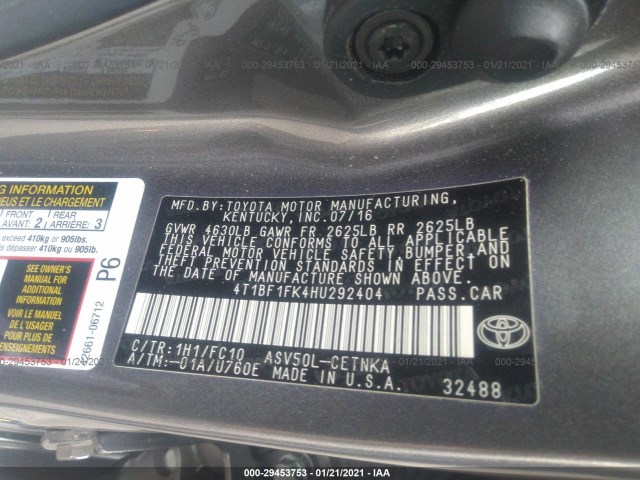 Photo 8 VIN: 4T1BF1FK4HU292404 - TOYOTA CAMRY 