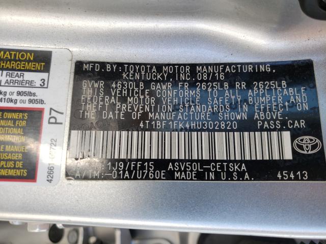 Photo 9 VIN: 4T1BF1FK4HU302820 - TOYOTA CAMRY LE 