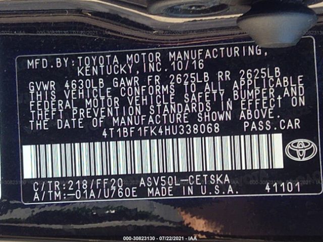 Photo 8 VIN: 4T1BF1FK4HU338068 - TOYOTA CAMRY 