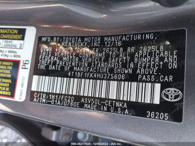 Photo 8 VIN: 4T1BF1FK4HU375606 - TOYOTA CAMRY 