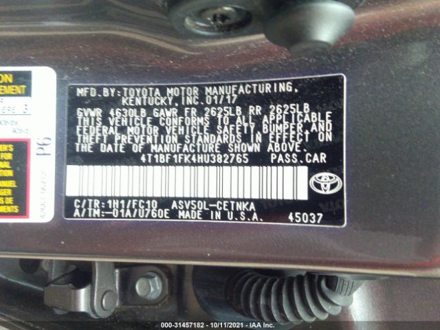 Photo 8 VIN: 4T1BF1FK4HU382765 - TOYOTA CAMRY 