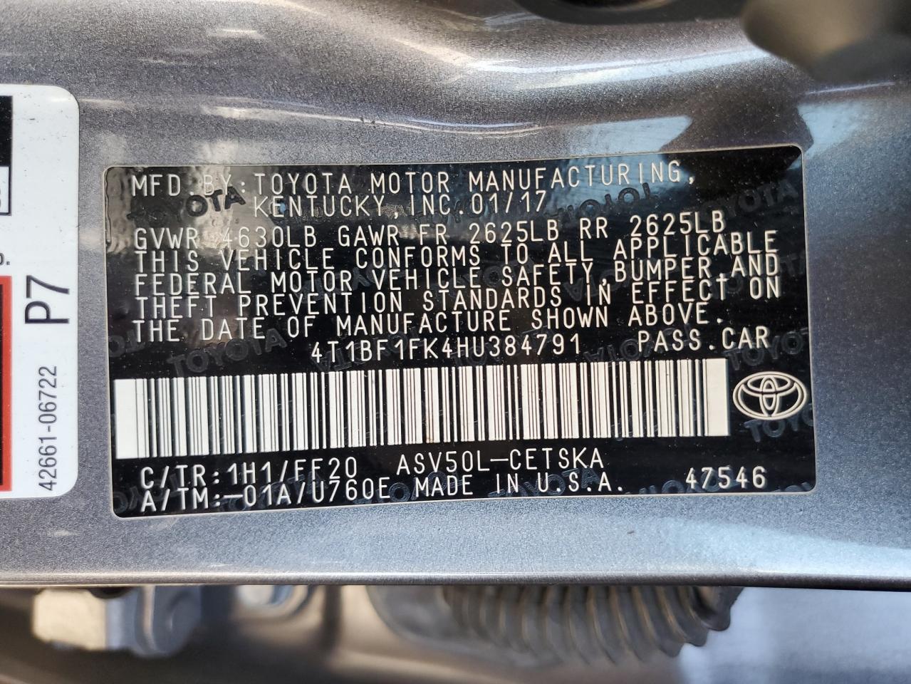 Photo 11 VIN: 4T1BF1FK4HU384791 - TOYOTA CAMRY 