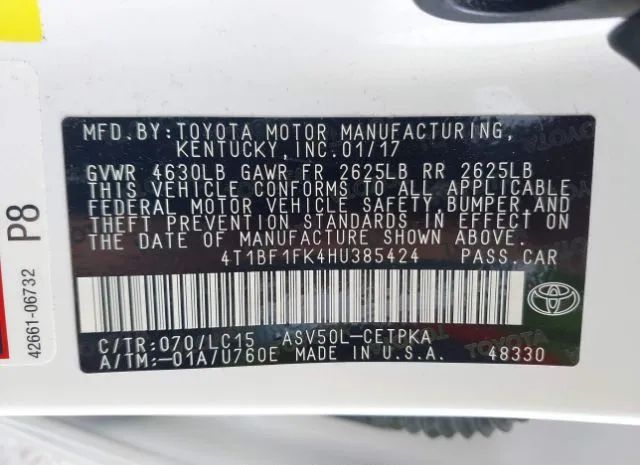 Photo 8 VIN: 4T1BF1FK4HU385424 - TOYOTA CAMRY 