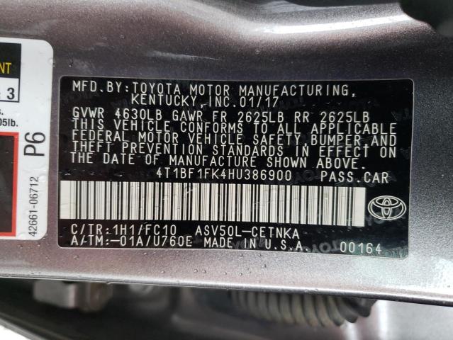 Photo 11 VIN: 4T1BF1FK4HU386900 - TOYOTA CAMRY LE 