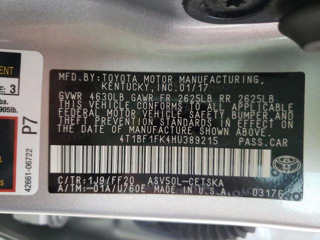 Photo 9 VIN: 4T1BF1FK4HU389215 - TOYOTA CAMRY LE 