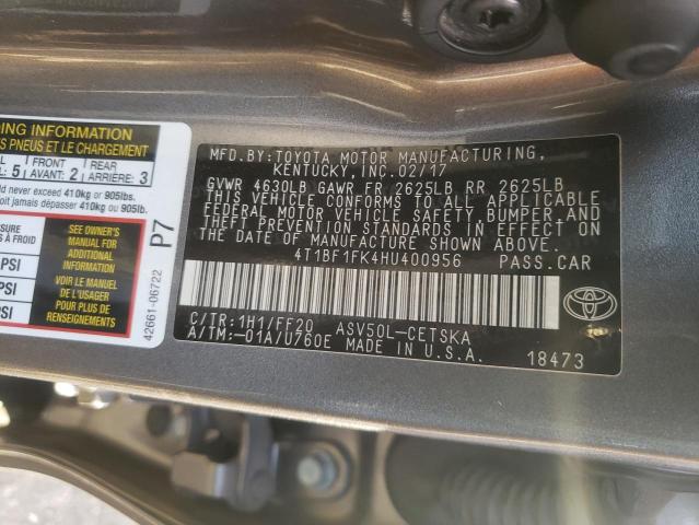 Photo 12 VIN: 4T1BF1FK4HU400956 - TOYOTA CAMRY LE 