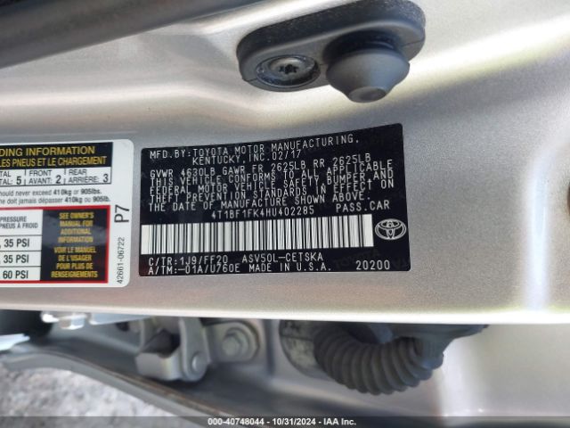 Photo 8 VIN: 4T1BF1FK4HU402285 - TOYOTA CAMRY 