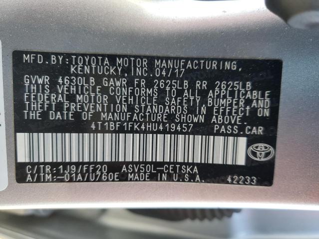 Photo 12 VIN: 4T1BF1FK4HU419457 - TOYOTA CAMRY LE 