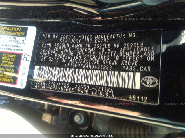 Photo 8 VIN: 4T1BF1FK4HU425288 - TOYOTA CAMRY 