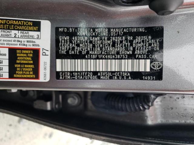 Photo 11 VIN: 4T1BF1FK4HU438753 - TOYOTA CAMRY LE 