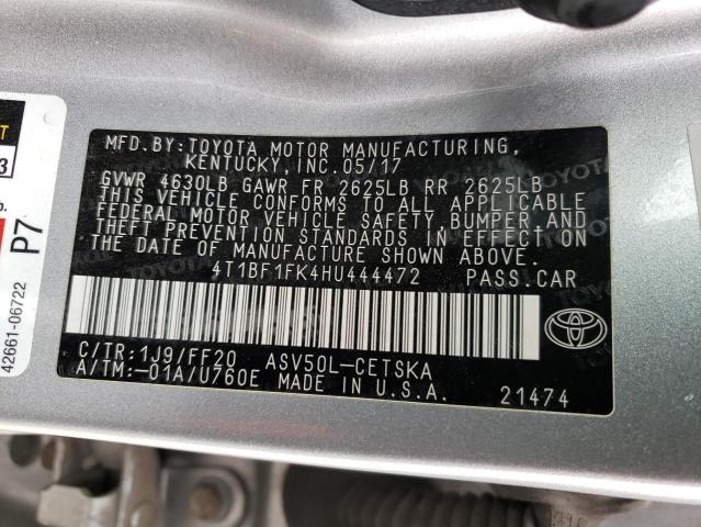 Photo 11 VIN: 4T1BF1FK4HU444472 - TOYOTA CAMRY LE 