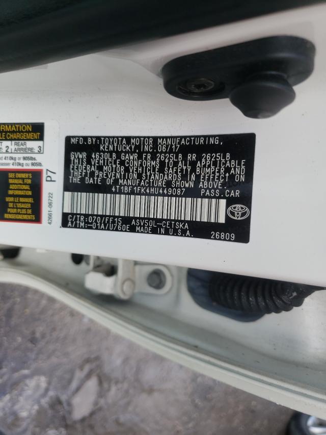 Photo 9 VIN: 4T1BF1FK4HU449087 - TOYOTA CAMRY LE 