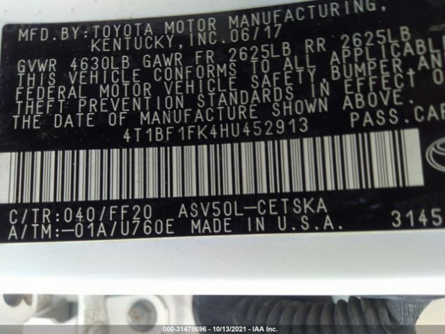 Photo 8 VIN: 4T1BF1FK4HU452913 - TOYOTA CAMRY 