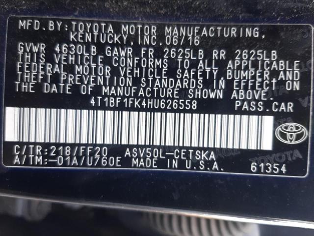 Photo 9 VIN: 4T1BF1FK4HU626558 - TOYOTA CAMRY LE 