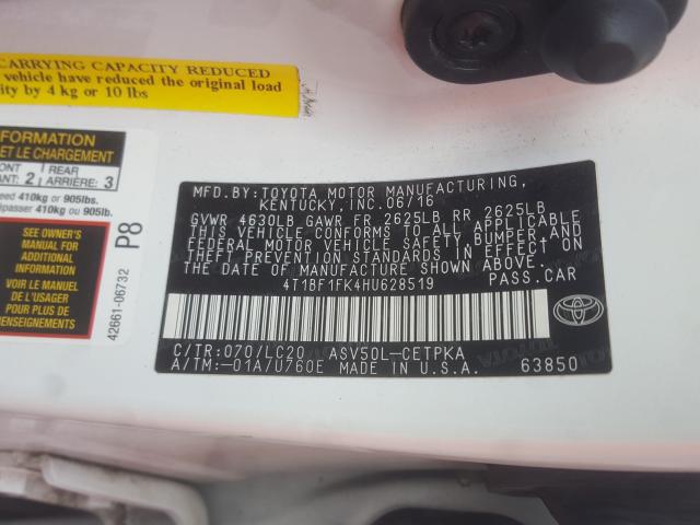 Photo 9 VIN: 4T1BF1FK4HU628519 - TOYOTA CAMRY LE 