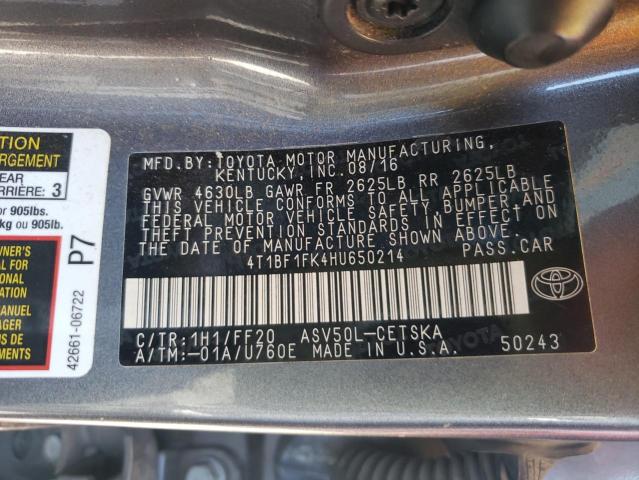 Photo 9 VIN: 4T1BF1FK4HU650214 - TOYOTA CAMRY LE 