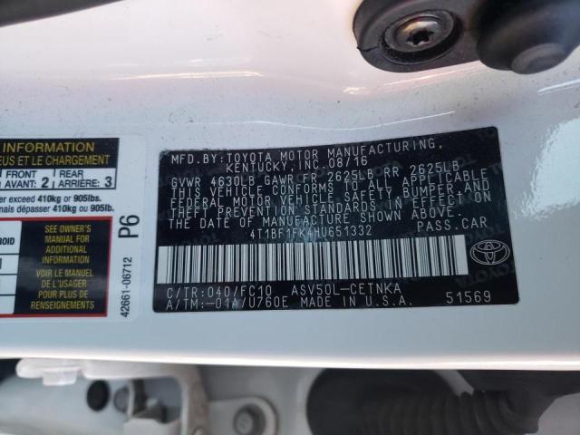 Photo 9 VIN: 4T1BF1FK4HU651332 - TOYOTA CAMRY LE 