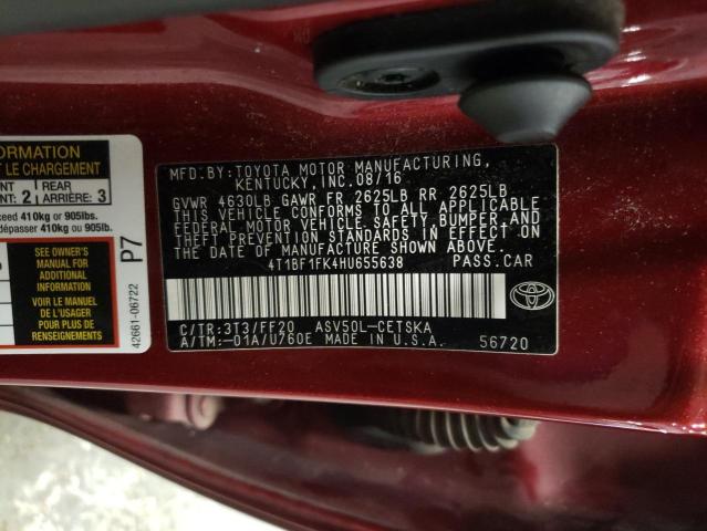 Photo 11 VIN: 4T1BF1FK4HU655638 - TOYOTA CAMRY LE 