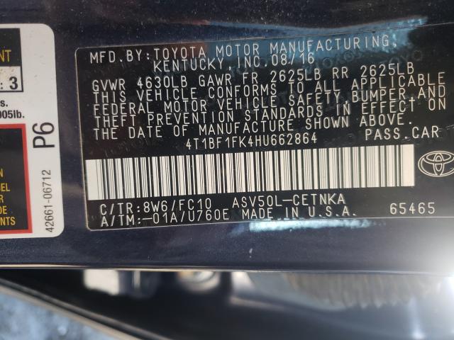 Photo 9 VIN: 4T1BF1FK4HU662864 - TOYOTA CAMRY LE 