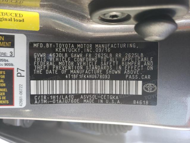 Photo 12 VIN: 4T1BF1FK4HU678093 - TOYOTA CAMRY 