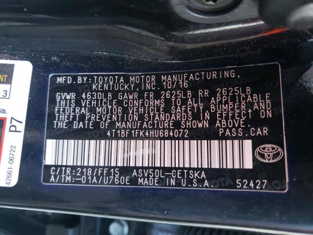 Photo 9 VIN: 4T1BF1FK4HU684072 - TOYOTA CAMRY LE 