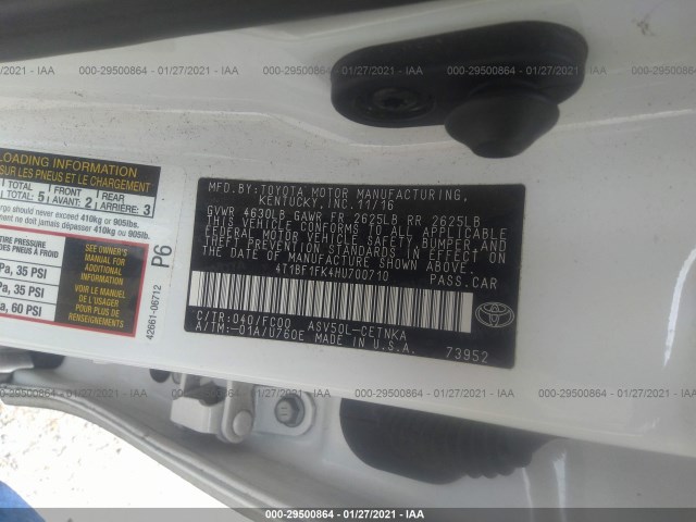 Photo 8 VIN: 4T1BF1FK4HU700710 - TOYOTA CAMRY 